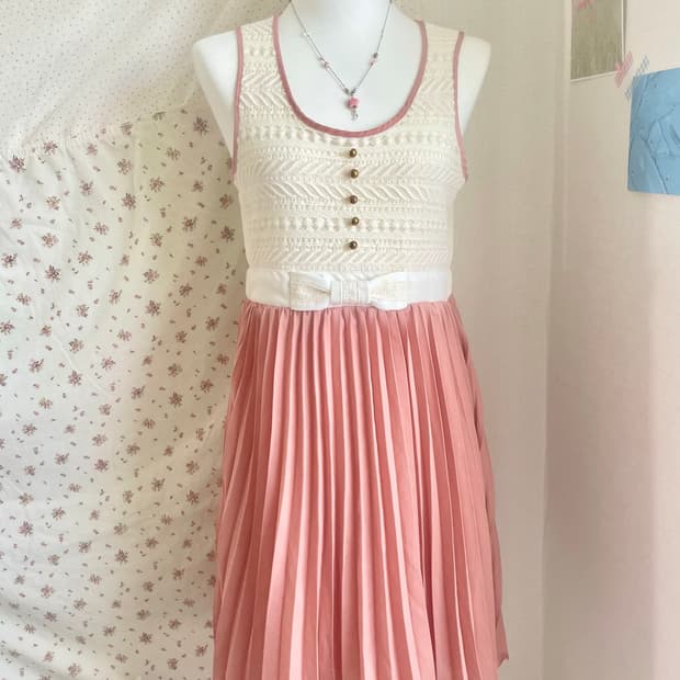 빈티지 로걀 히메 엑시즈팜 핑크 원피스 💗🤍🎀