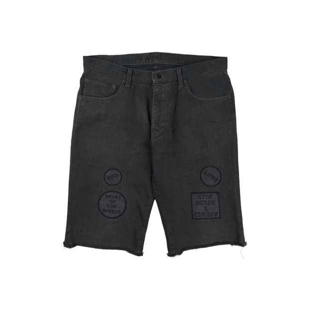 patch denim half pants