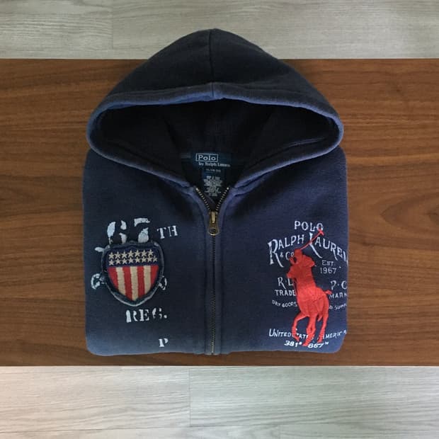 폴로 빅포니 성조기 후드집업 네이비 