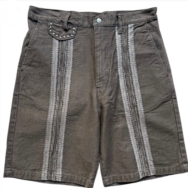 캐피탈 12온즈 야가수리 자카드 데님 쇼츠 브라운