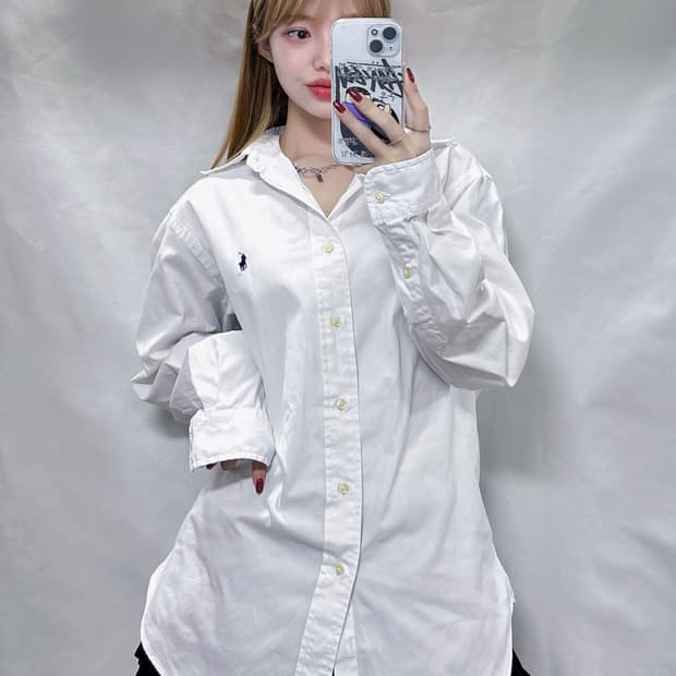 폴로 랄프로렌 네이비 포니 화이트 셔츠 