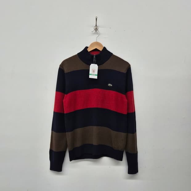 라코스테 스트라이프 패턴 하프넥 니트 남성 L