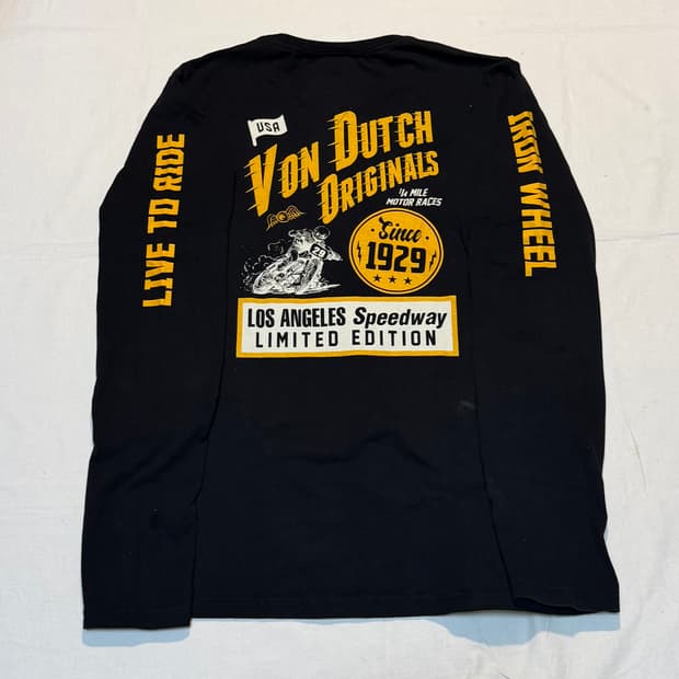 본더치 빈티지 레이싱 프린팅 롱슬리브 블랙