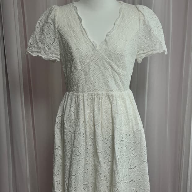 쎄무아듀 White Lace Dress 화이트 레이스 미니 드레스 