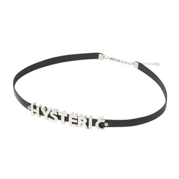 히스테릭 글래머 레더 실버 초커 목걸이