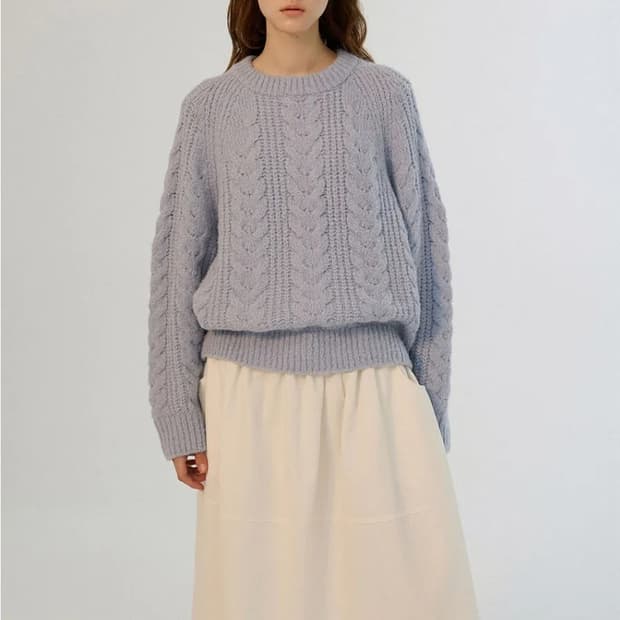 [새상품] 썸웨어버터 알파카 케이블 니트 스웨터