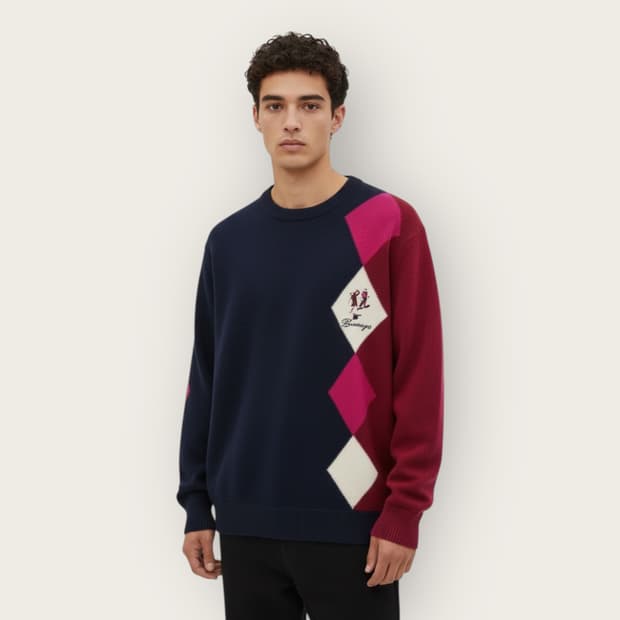 100/ 버버리 아카이브 버진울 아가일 니트 스웨터