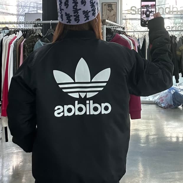 아디다스 리버시블 파이어버드 빅로고 Ma-1 항공점퍼