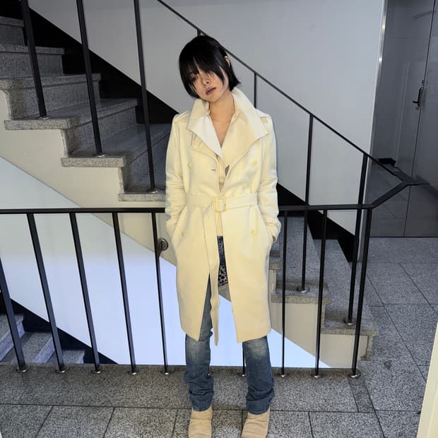 wool double long coat