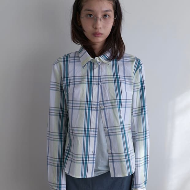 노컨텐츠 클래식 체크 셔츠_그린체크