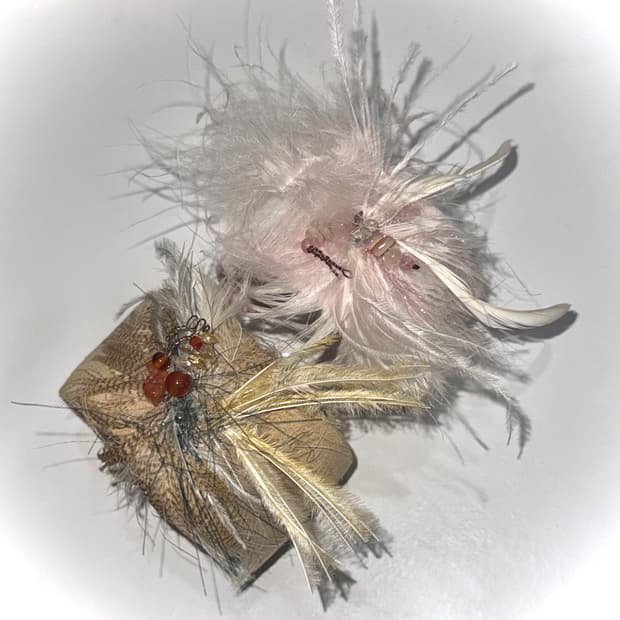 빈티지 갸루 히피 이태리 쿠튀르 깃털 퍼 뱅글 팔찌