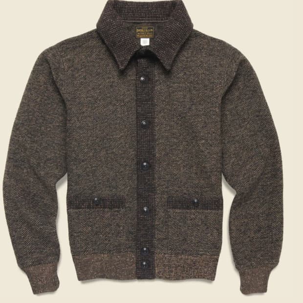 L 더블알엘 자카드 앵거스 헤링본 버튼 가디건 자켓