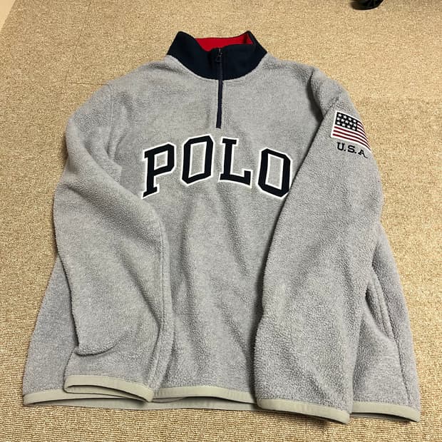폴로 성조기 하프집업 후리스