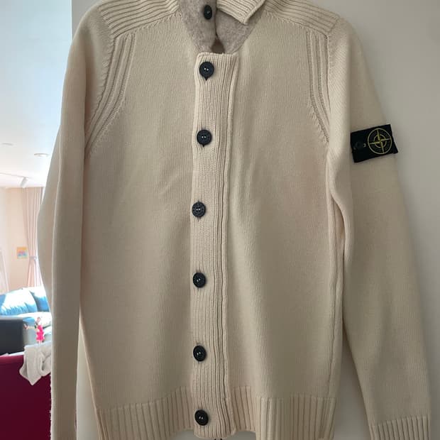 스톤아일랜드 램스울 니트 풀 집업 가디건 M