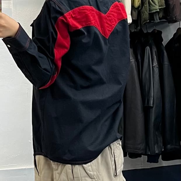 Evisu 에비수 빅로고 갈매기 블랙 웨스턴 셔츠