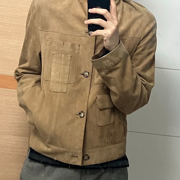 프라다 스웨이드 블루종 자켓