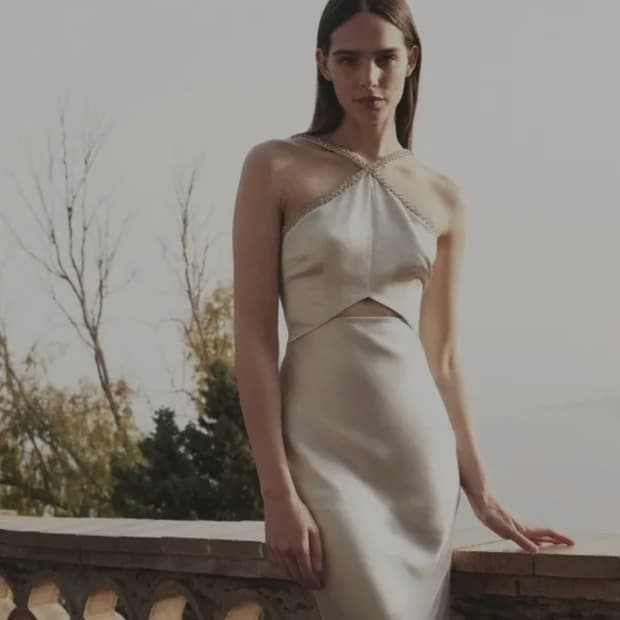 SELF PORTRAIT Champagne Satin maxi dress