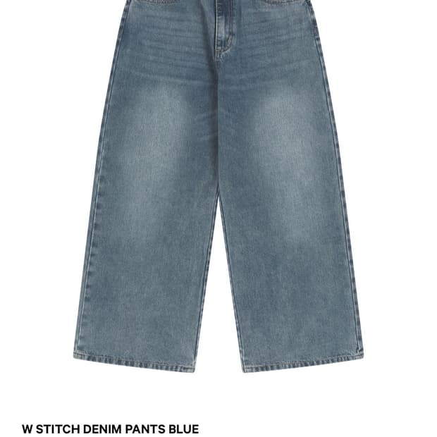 W STITCH DENIM PANTS BLUE
