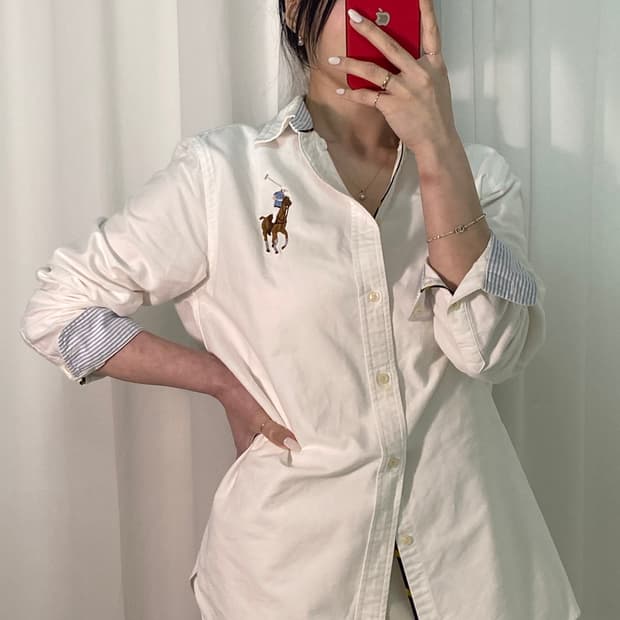 폴로 클래식핏 화이트 셔츠