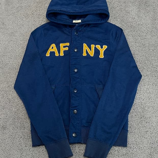 (M) 아베크롬비 버튼 후드 블루/옐로우