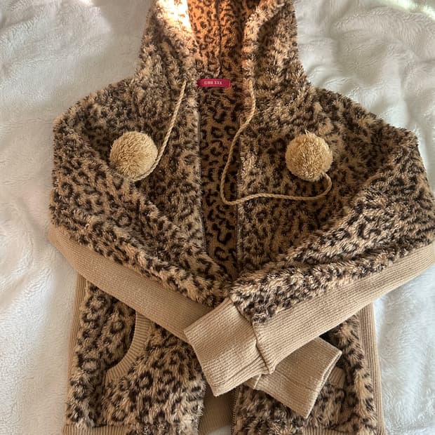 빈티지 호피 후리스