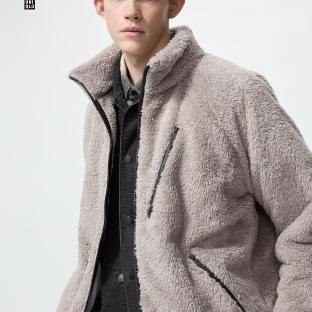 [S] 유니클로 니들스 후리스 풀집 재킷 베이지