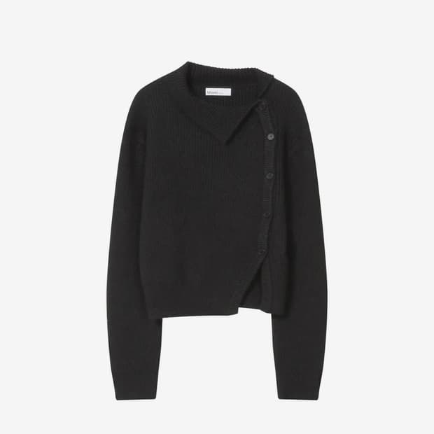 Side button knit BLACK