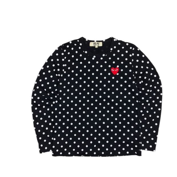 꼼데가르송 cdg 플레이 하트 블랙 도트 롱슬리브