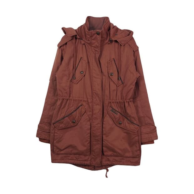 버커루 빈티지 버건디 후드 사파리 야상 S