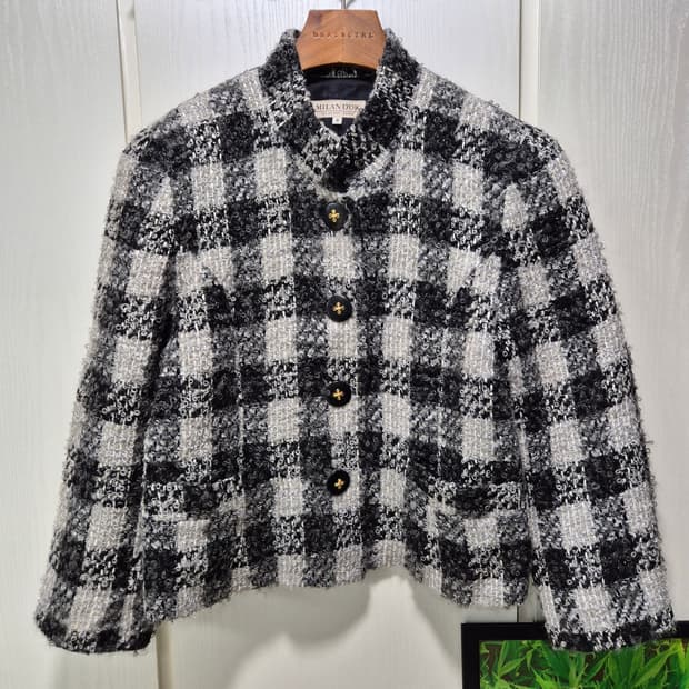 체크 부클트위드 자켓