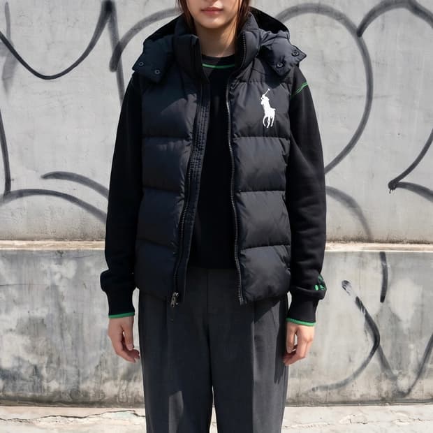 55/ 폴로랄프로렌 빅포니 다운 후디 조끼패딩