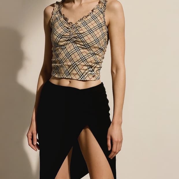Burberry Beige Shirring Sleeveles Top