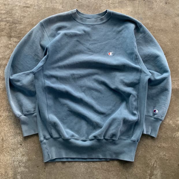 90s 챔피온 리버스위브 스웻셔츠 선페이드 블루