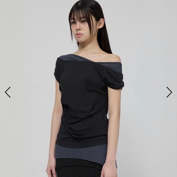 플레어업 레이어드 블랙 반팔 티셔츠 (새상품)