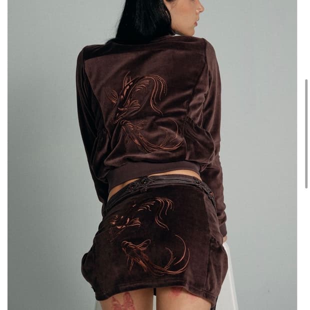 스컬프터 미니 스커트 브라운