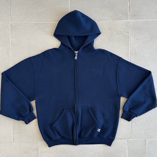 90s 빈티지 러셀 후드집업 네이비 L