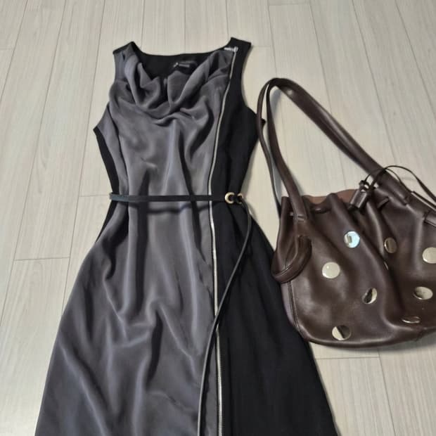 [정품] 아르마니 익스체인지(A|X) 배색 드레이프 지퍼 원피스