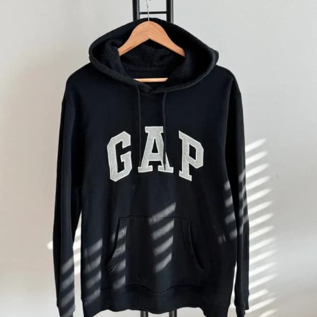 GAP 갭 블랙 기모 후드티 L