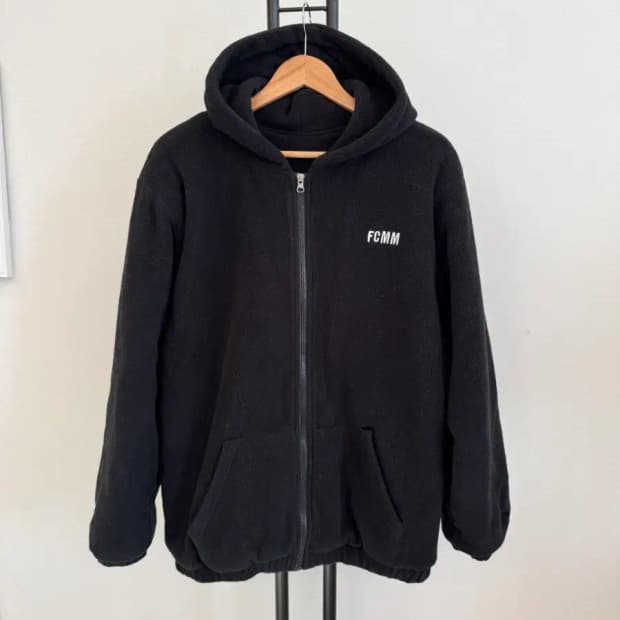 FCMM 남녀공용 후리스 후드집업 블랙 L사이즈