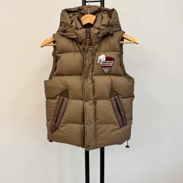 Jeep 여성 오리털 패딩 조끼 스몰 진베이지