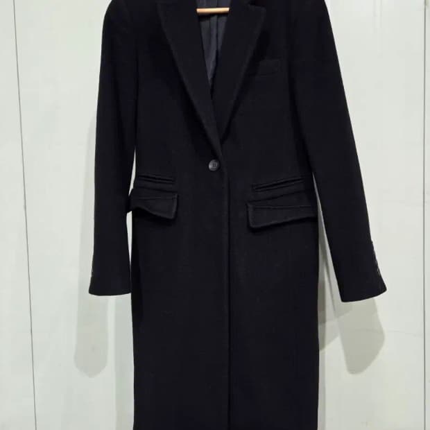 타임 TIME 여성 블랙 롱 울코트 55사이즈 (소재 모 100%)