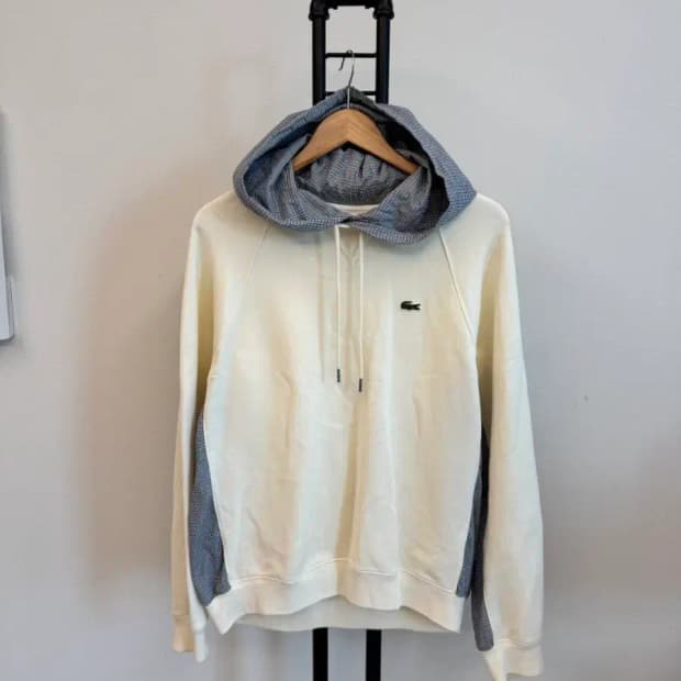 라코스테 남녀공용 체크무늬 배색 후드티 4사이즈