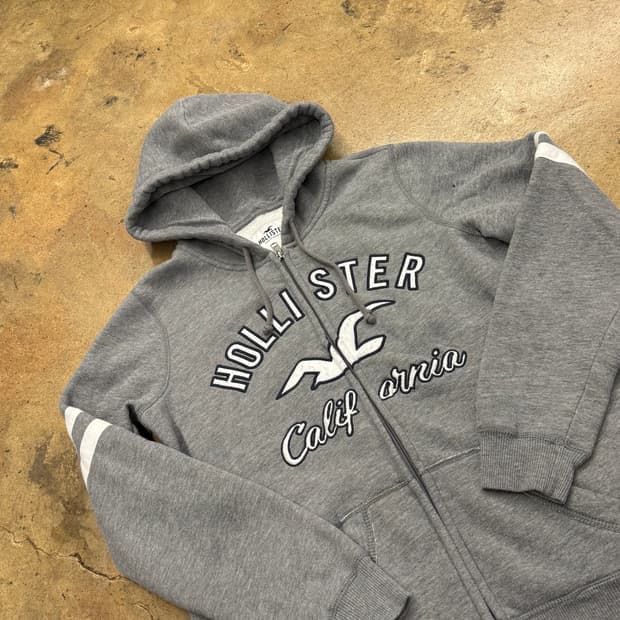 홀리스터 그레이 로고 후드집업 
