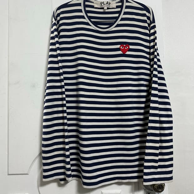 꼼데가르송 플레이 스트라이프 롱슬리브티