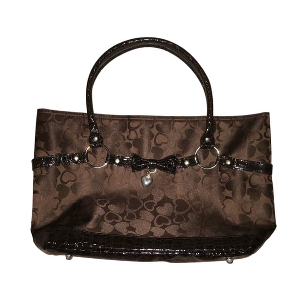 y2k 갸루 하트 패턴 가죽 백 브라운