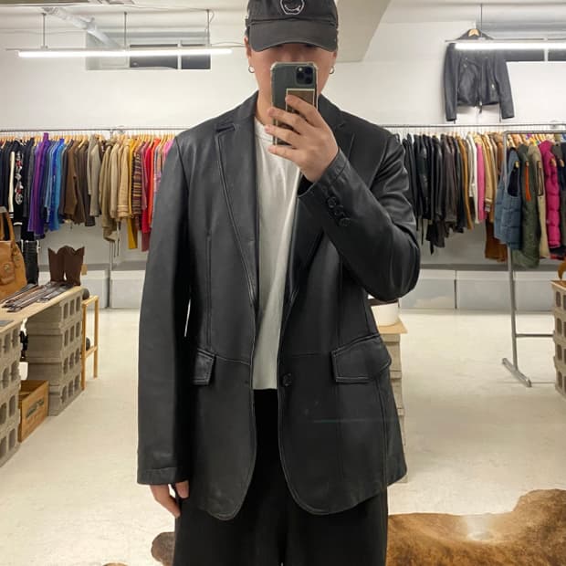 스포츠 라펠 양가죽 블레이저