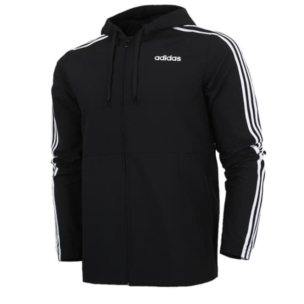 L)아디다스 삼선 WB 블랙 러닝 후드 바람막이