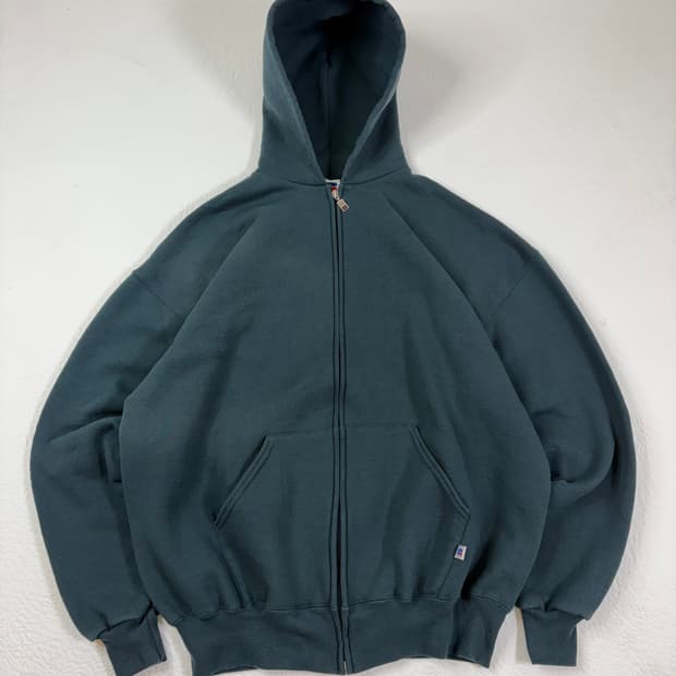 90s Russell Zip Up Hoodie (sage green)