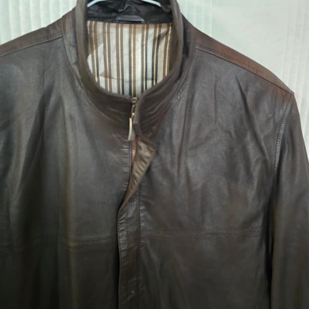 브라운 빈티지 가죽 블루종 자켓