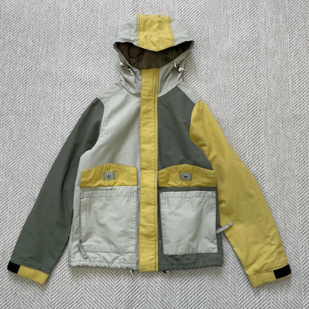 빈티지 필드코어 배색 패널 후드 필드 재킷